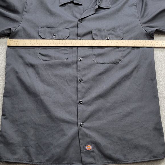 Dickies Work Shirt XL Tall Men's Charcoal Gray Short Sleeve Button Up - Picture 4 of 6